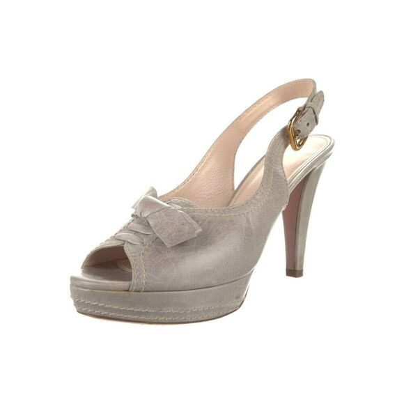 Prada Leather Bow Accents Slingback Pumps - Picture 1 of 7
